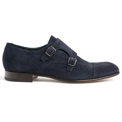 Double Buckle Monk Shoe in Oceano Suede