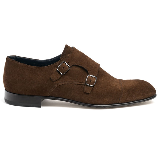 Double Buckle Monk Shoe in Plough Suede