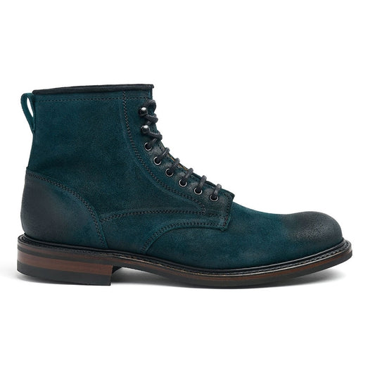 Derby Boot in Teal Burnished Suede