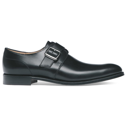 Single Buckle Monk Shoe in Black Calf Leather