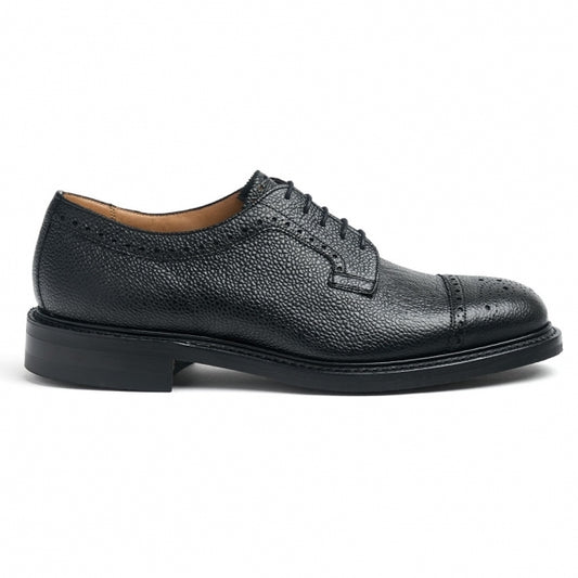 Derby Semi Brogue in Black Grain Leather