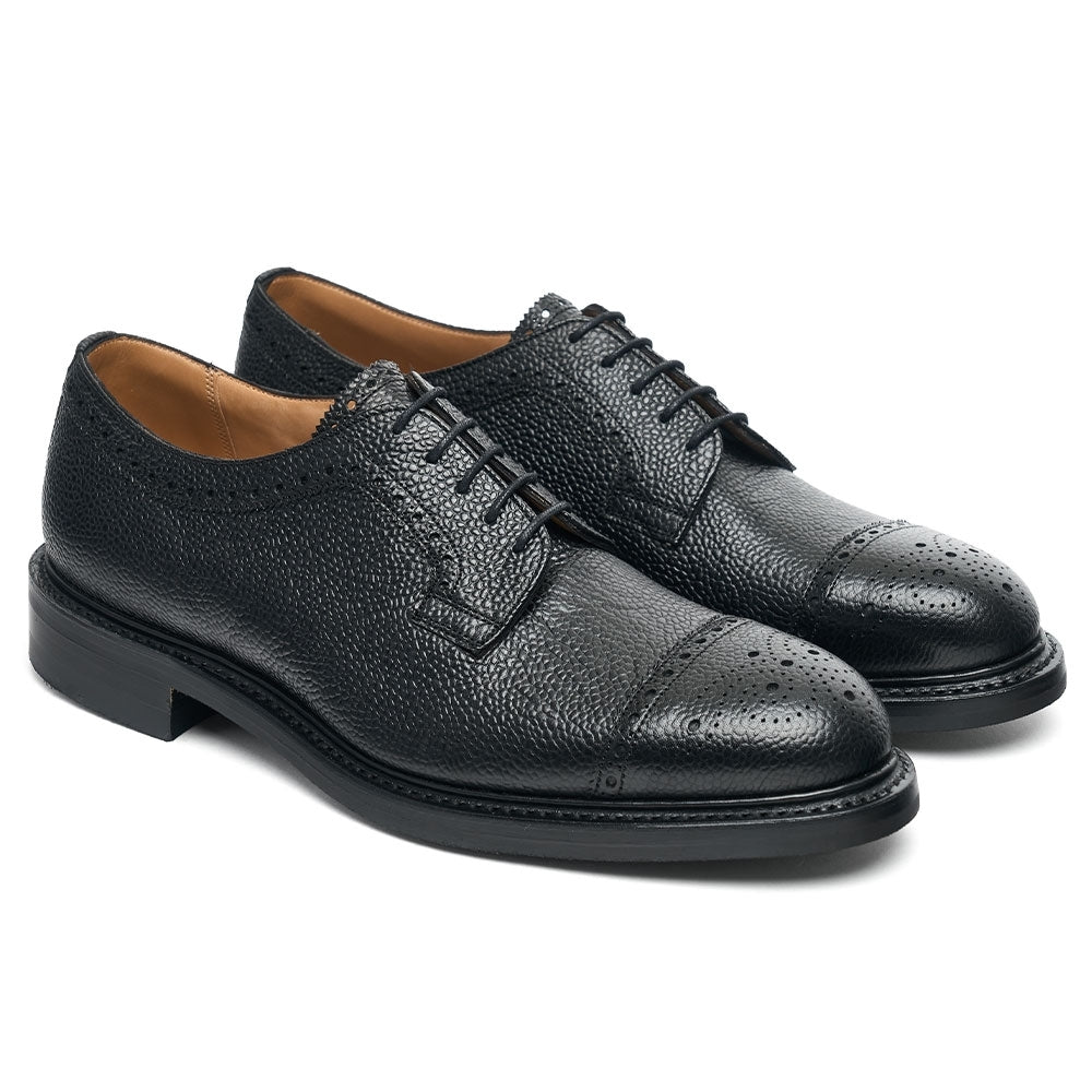 Derby Semi Brogue in Black Grain Leather