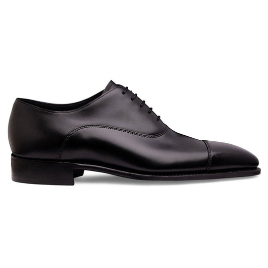 Y Capped Oxford in Black Calf Leather